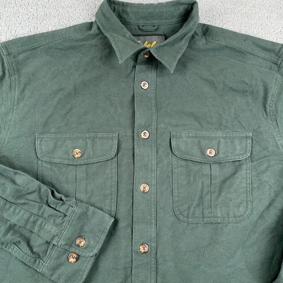 Cabelas Shirt Mens XL Green Flannel Chamois Heavyweight Overshirt Hunting - Picture 1 of 8
